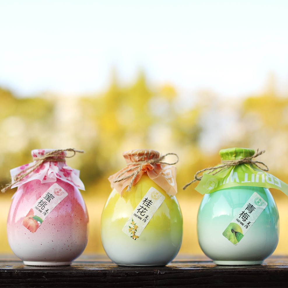 Porcelain altar fruit wine peach blossom drunk green plum wine grapefruit osmanthus litchi lady low alcohol wine manufacturers supply in stock and fast delivery