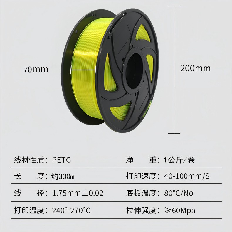 3D Printer Consumables Petg 1.75mm 3D Printer Filament 1kg High Quality Multi-Color Transparent Filament