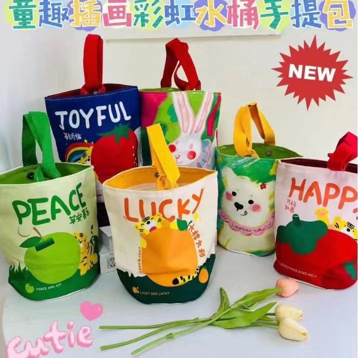 Счастливая красная холщевая сумка, портативная, для обеда на работе, подарочная сумка