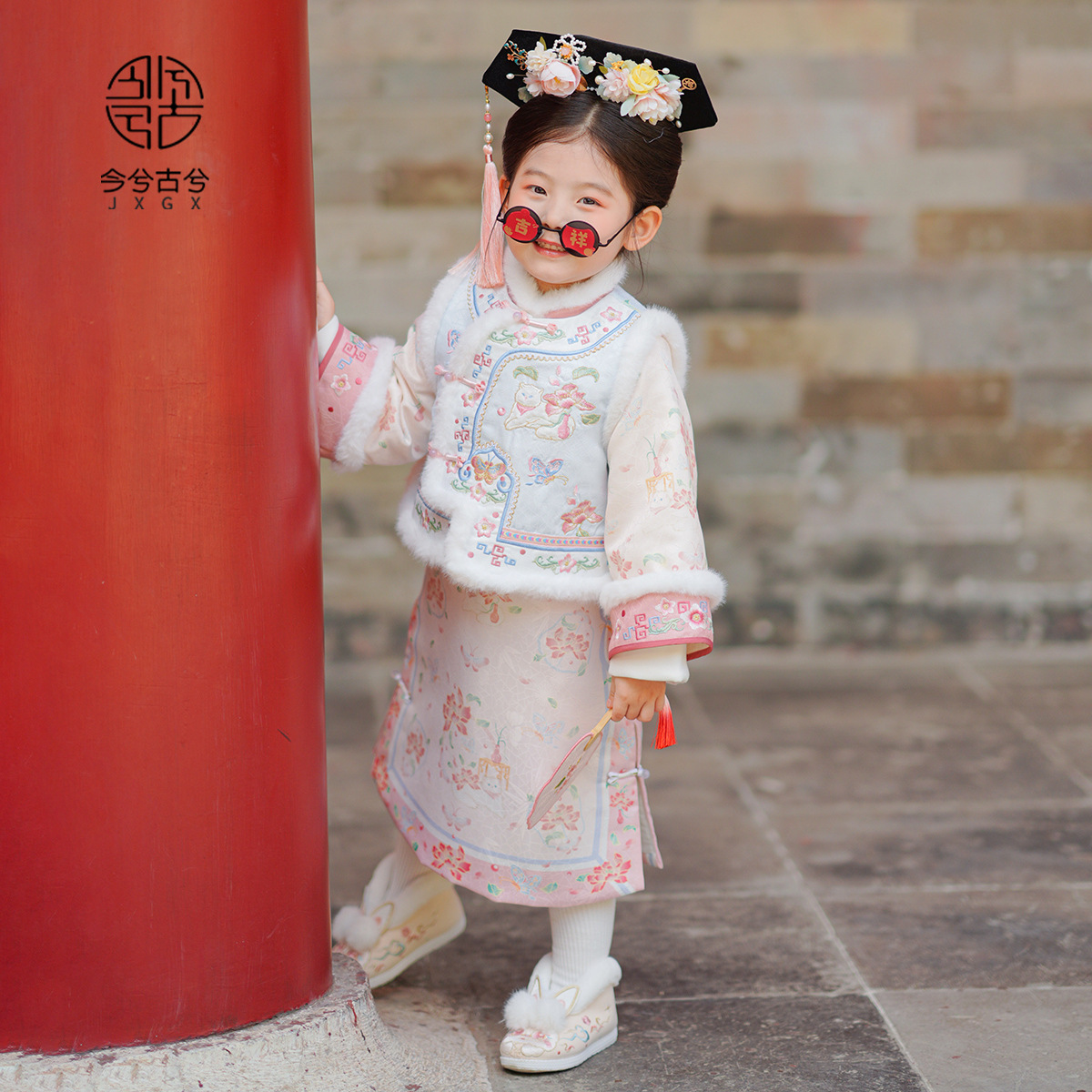 Today Xi Gu Xi Gege Clothing Girls' Ancient Costsize Winter 2024 Children's Hanfu Forbidden City Thickened Qing Dynasty Little Girl Winter Costsize