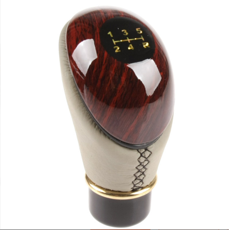 Manual Gear Head, Leather Gear Head, Imitation Peach Wood Modified Car Gear Head, Universal Personalized Gear Handle Ball