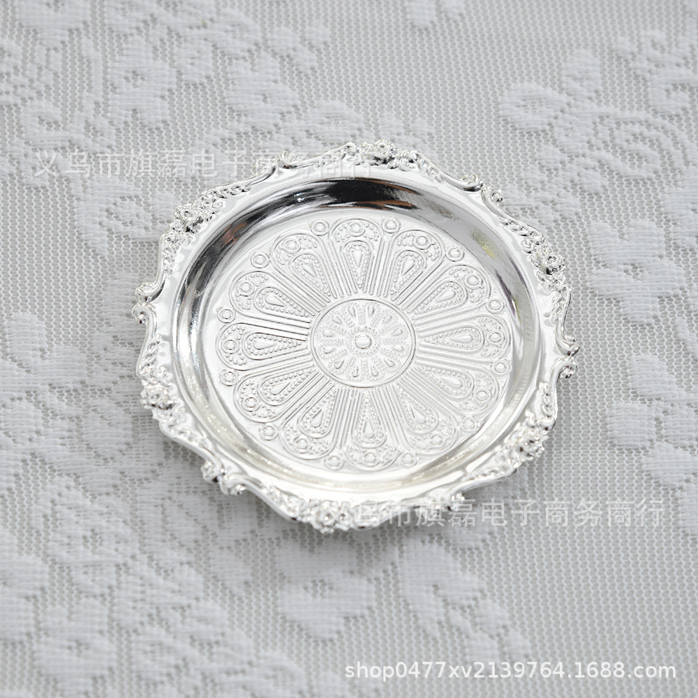New Metal Silver-Plated Mini Snack Plate, Snack Plate, Dried Fruit Plate, Tasting Plate, Cup Cake Plate Display Stand, Luxury