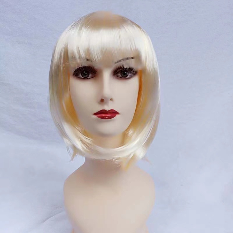 Cross-border Specially Designed for bobo Head Student Hair Bob Wig bobo Head Wig Kidsren's Colorful Wig Set with Bangs