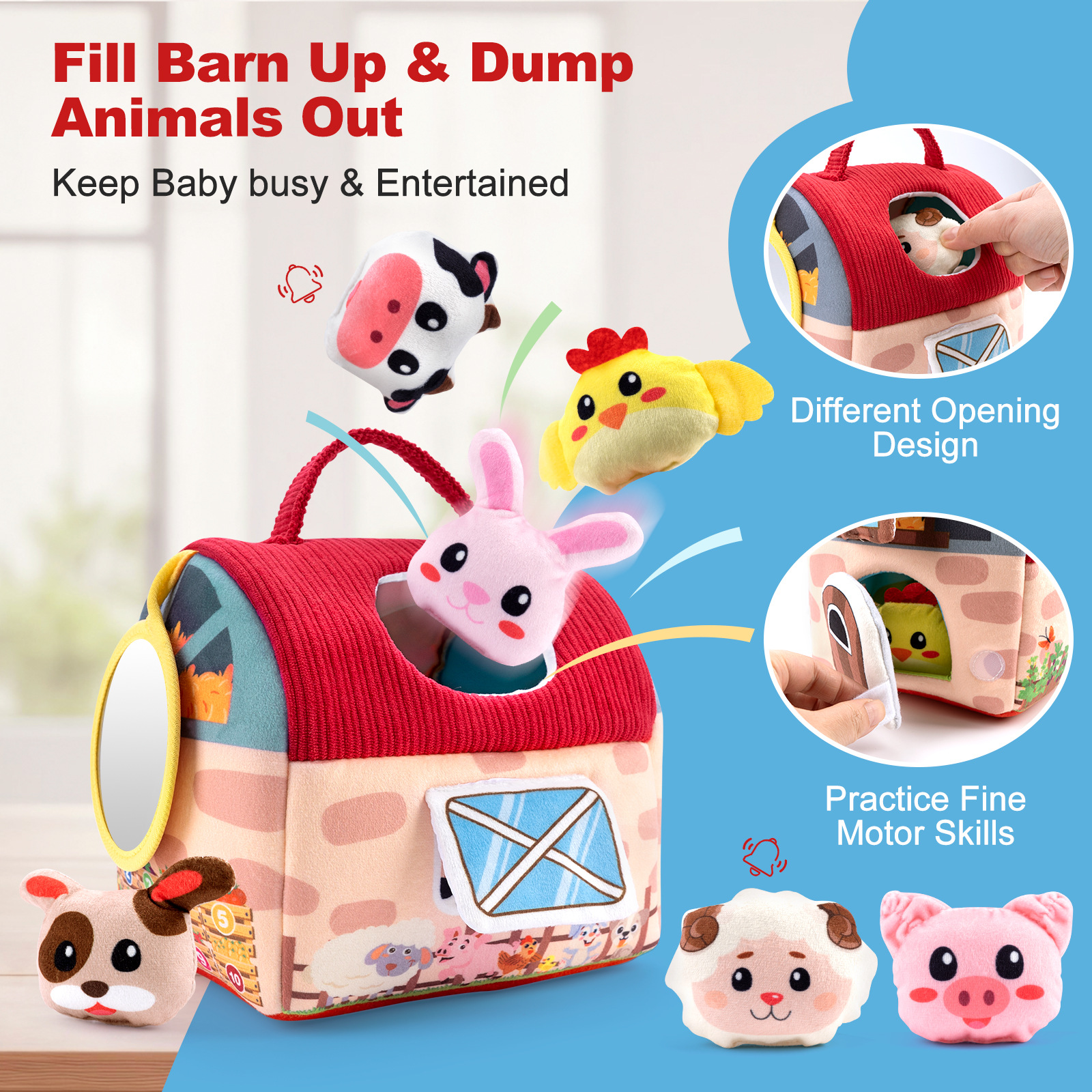 Amazon New Plush Toy Doll Mini Farm House Box Small House Doll Children's Educational Sensory Cross-border