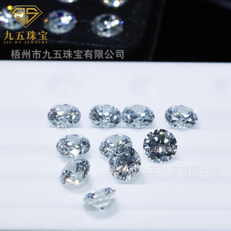 Wuzhou Manufacturer 5A White Round Zircon 0.7Mm~15Mm Artificial Cubic Zirconia Cz Bare Wax Inlaying Process