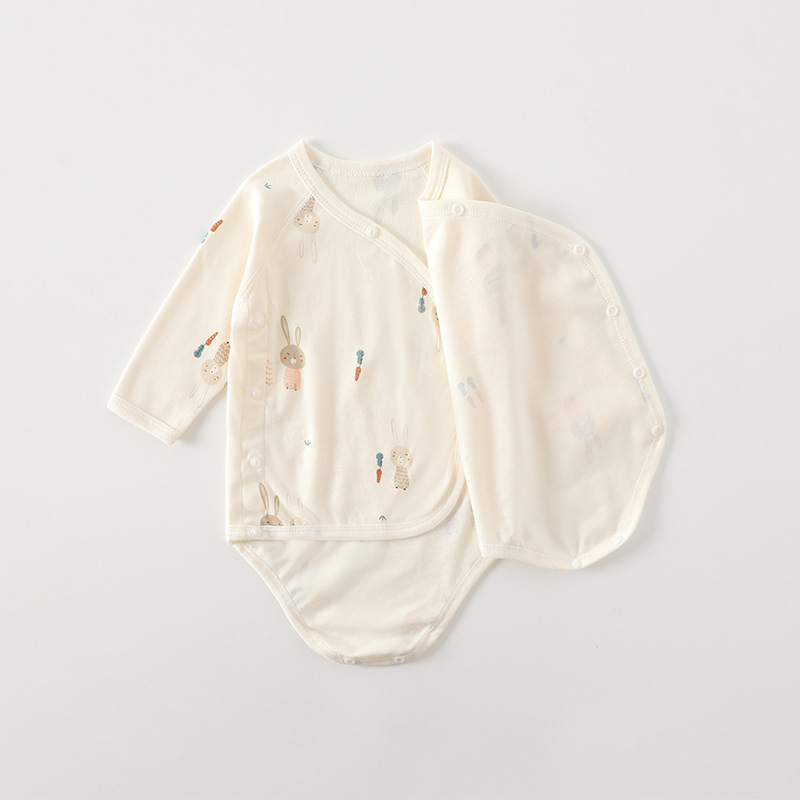 Newborn Baby Clothes Pure Cotton Type a Baby Jumpsuit Double-Layer Belly Protection 0-1 Year Old Baby Triangle Harem Crawling Suit