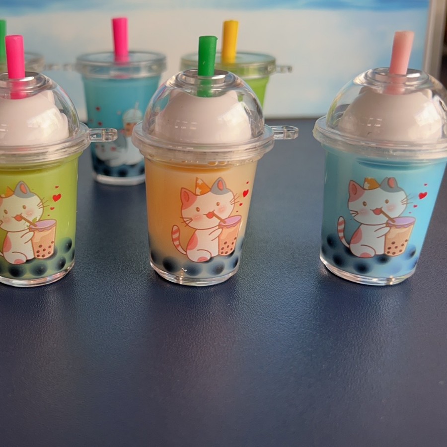 Milk tea cup pendant wholesale, cat milk tea cup pendant wholesale
