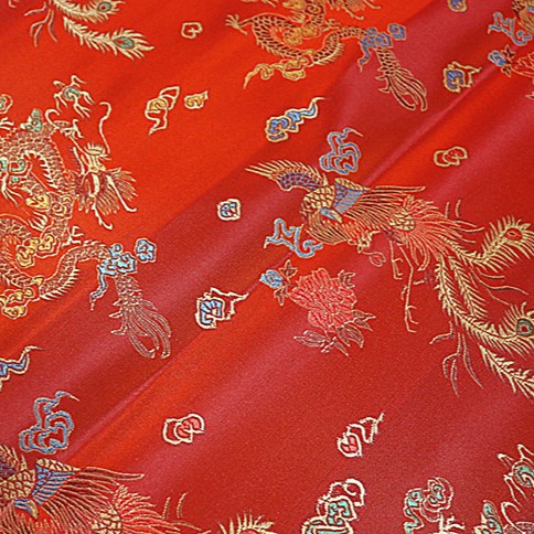 Chinese Style Factory Direct Sales Dragon and Phoenix Flower Brocade Clothing Fabric Tang Suit Bridal Costume Ancient Costume Cheongsam Satin Fabric