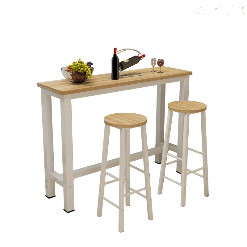 Modern Leisure Milk Tea Shop Tables and Chairs, Simple Bar Table, Steel Wood Long Table, Balcony Home Wall Bar Table