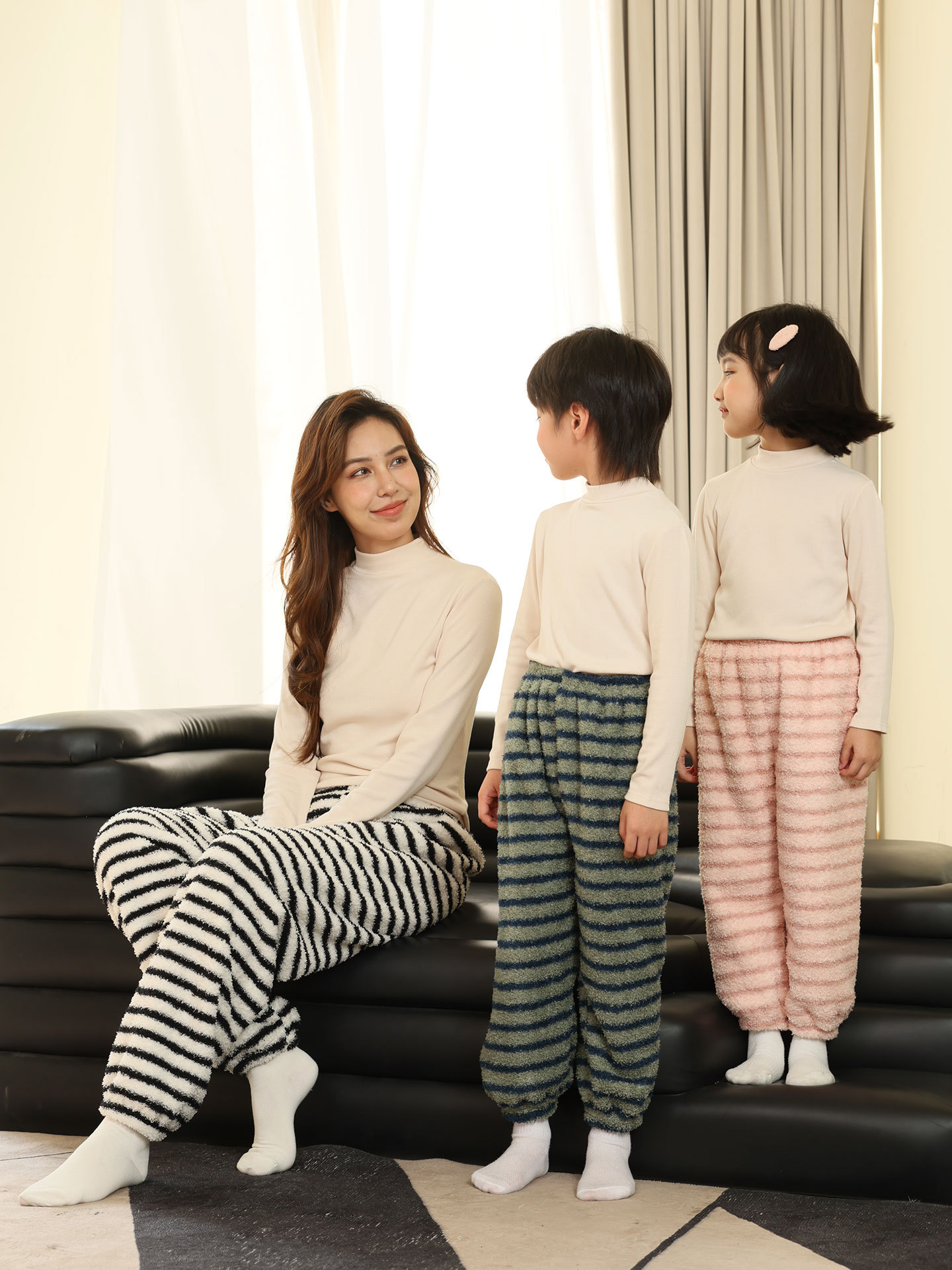 Children's Pajama Pants Coral Fleece Girls' Home Pants Baby Thickened Flannel Long Pants Boys' Warm Parent-Child Warm Pants