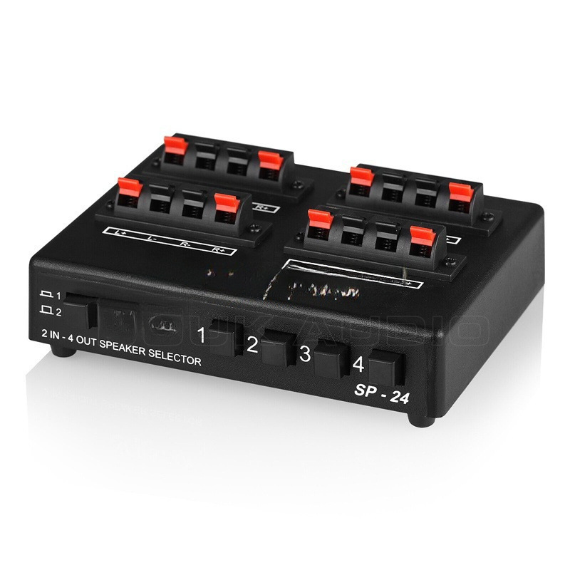 Аудиопереключатель 2-в-4 для динамиков контроллер селектор усилитель для домашнего использования (банановый разъем) Leidezhu