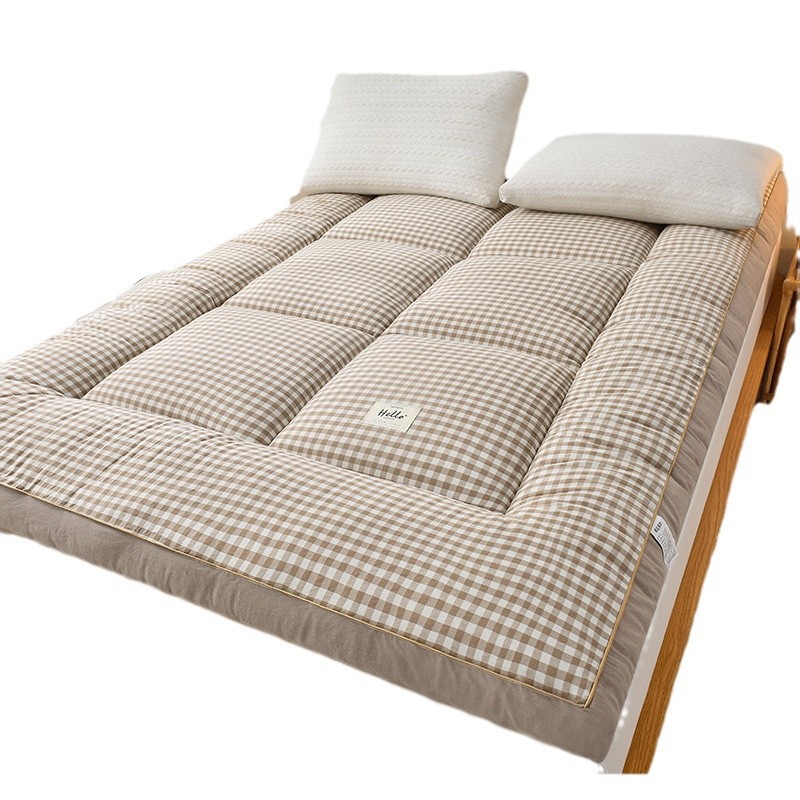 Cross-Border Yarn-Dyed Feather Velvet Mattress Thickeneded Mattress Pad Quilt Home Soft Cushion Dormitory Foldableing Single and Double Mattress Category a