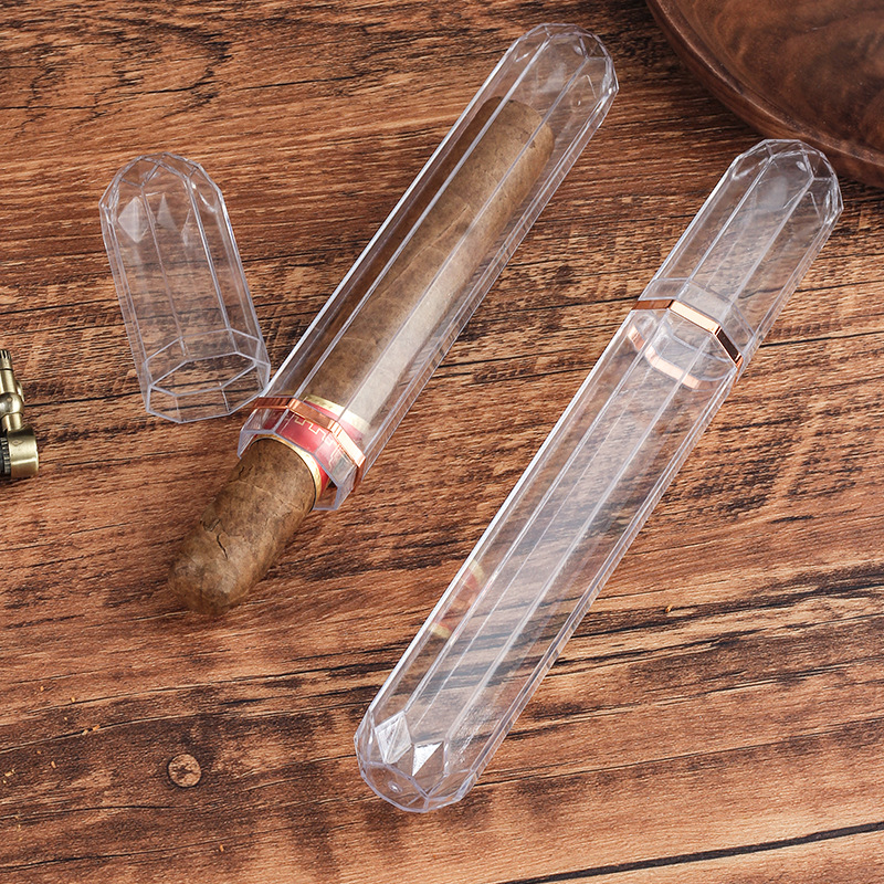 Acrylic Transparent Personalized Cigar Tube Portable Cigar Protective Cover Cigar Moisturizer Cigarette Accessories