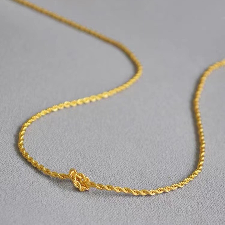 Jinsheng Jewelry 18K Gold Necklace Women's K Gold Au750 Color Gold Twist Hemp Rope Chain Live Gold Wholesale