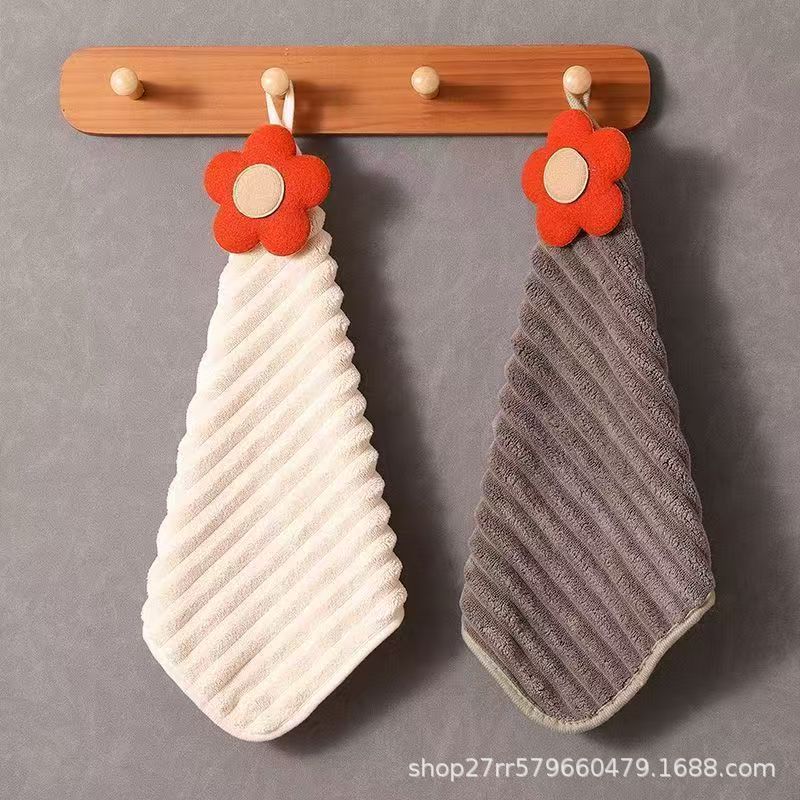 Hand Towel Hanging Hand Towel Kitchen Absorbent Coral Velvet Small Square Towel Household Quick-Drying Bathroom Hand Washing Free Shipping