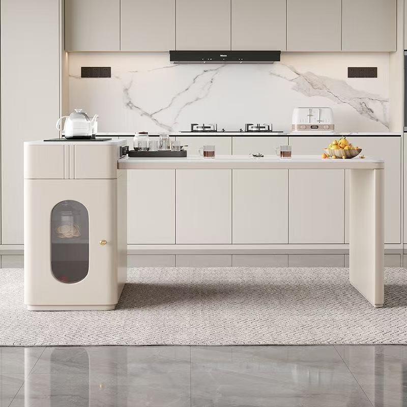 Modern Simple Slate Island Dining Table and Tea Table Integrated Household Small Apartment Retractable Cream Style Dining Table