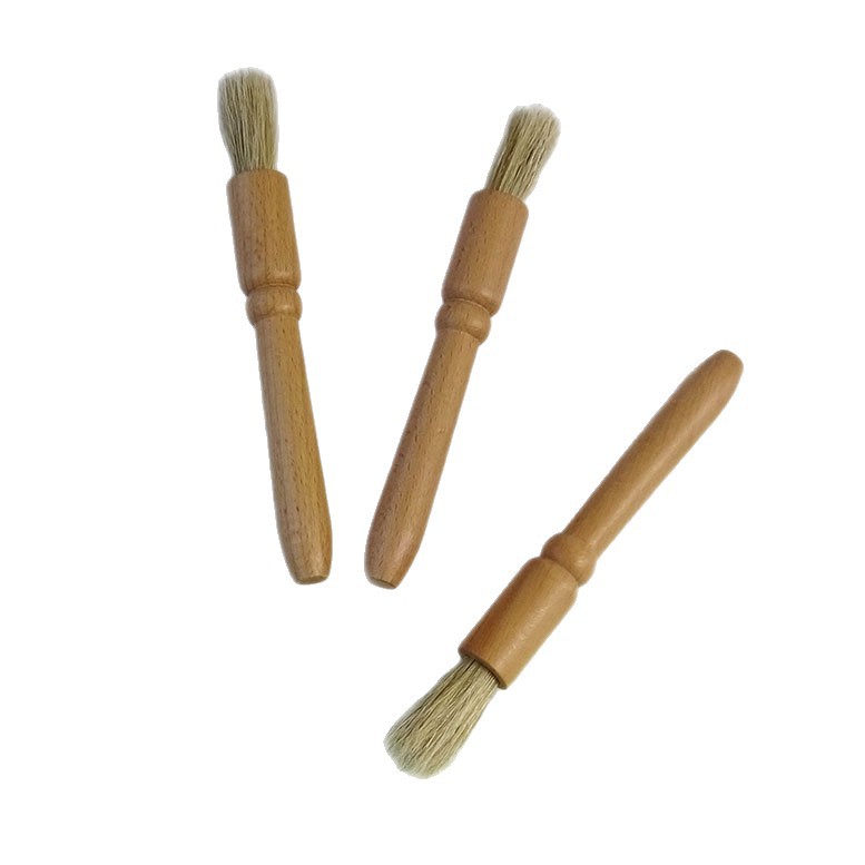 Coffee Powder Cleaning Brush Manual Coffee Grinder Brush Coffee Shop Bar Cleaning Small Brush Boar Bristle Round Wooden Handle