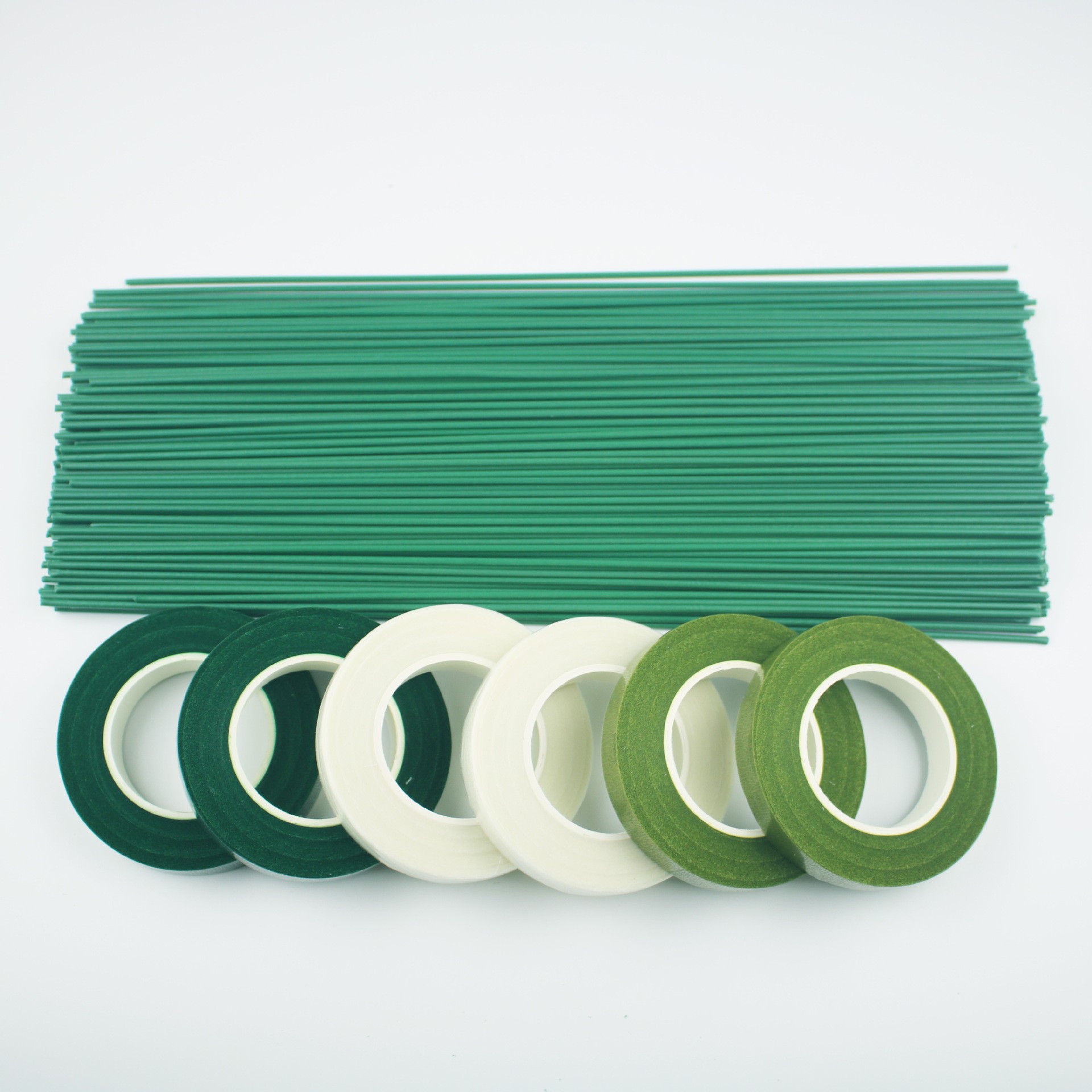 Wholesale No. 2 DIY Floral Wire 20cm Bendable 2mm Artificial Rose Glue-Coated Flower Stem Material Green Plant Material