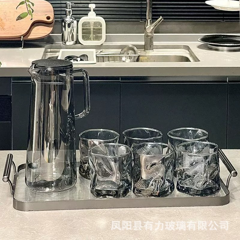 Factory wholesale high temperature resistant glass cold water bottle High Borosilicate drinking cup household water set cold water bottle large capacity