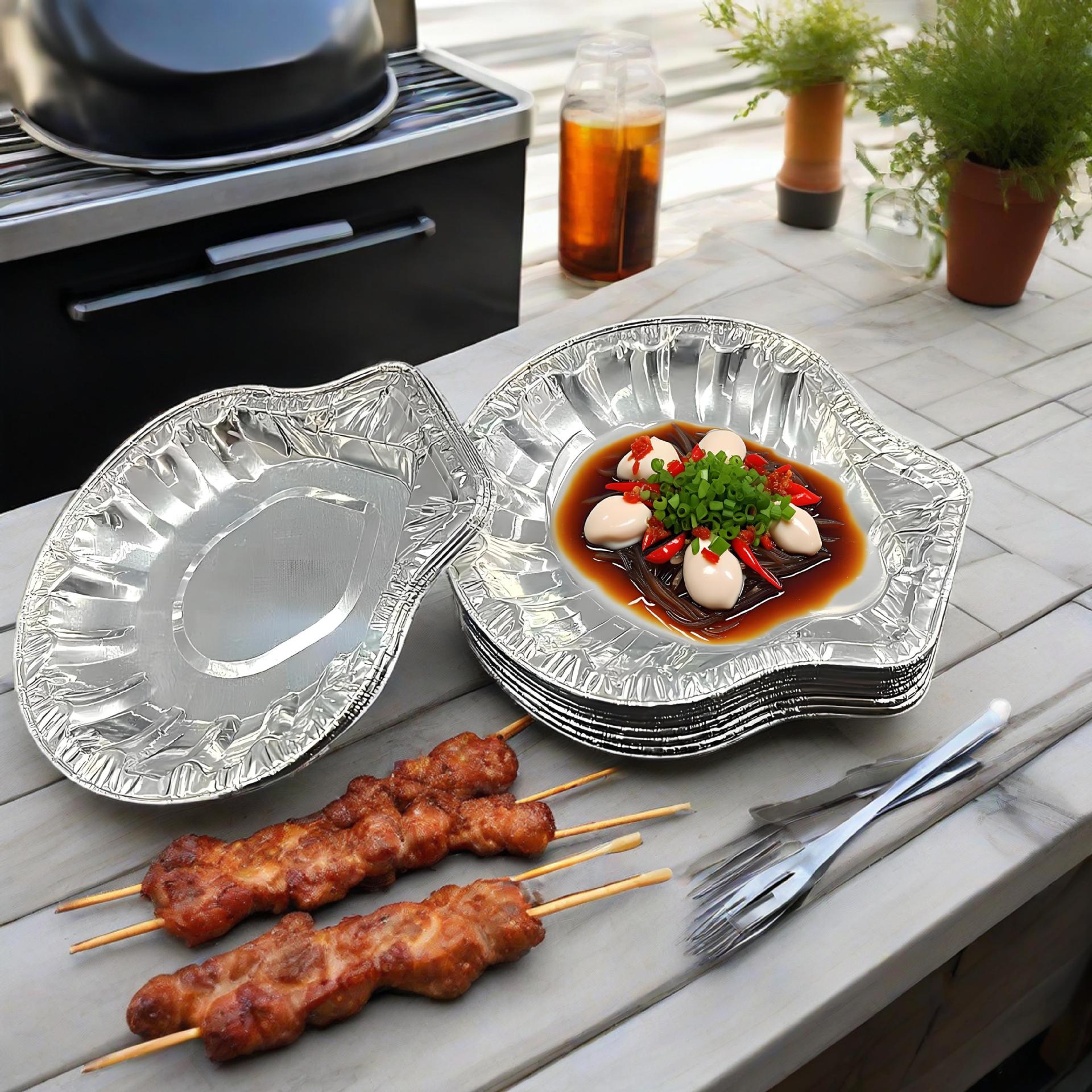 Manufacturer Wholesale Disposable Aluminum Foil Tray, High Temperature Resistant Vermicelli Oyster Scallop Shell, High Temperature Resistant Environmentally Friendly Tin Foil Tray