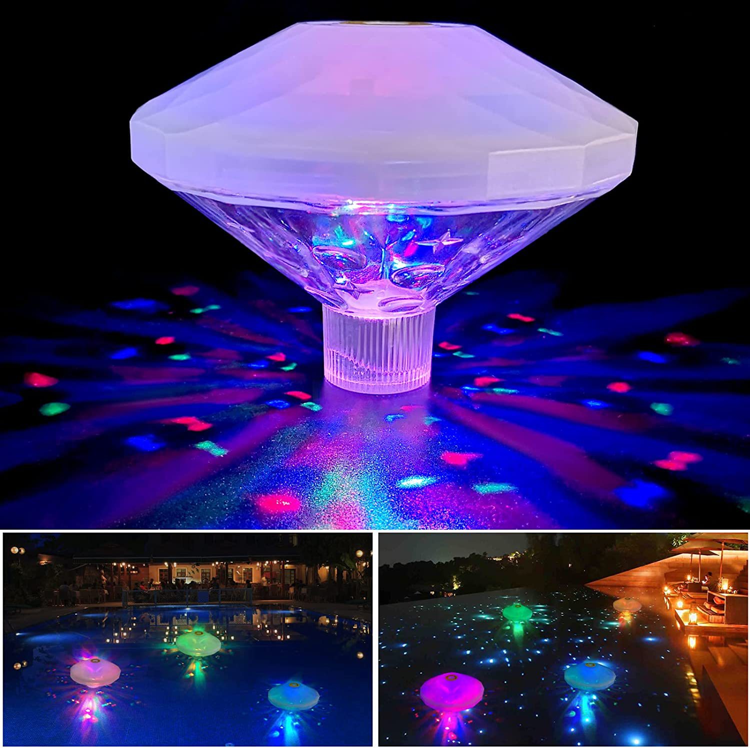Amazon Outdoor Led Waterproof Diamond Style Pool Light Colorful Floating Swimming Pool Party Decorative Light Water Floating Light