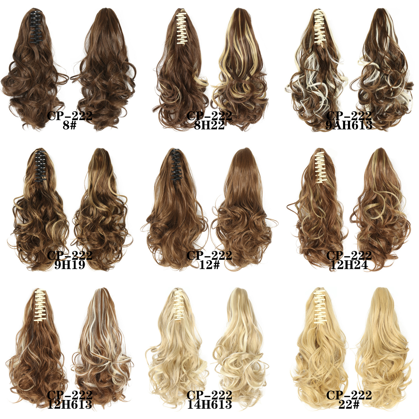 Wholesale European and American cross-border ladies wave ponytail curly hair tiger clip short hair chemical fiber high temperature silk curly grip ponytail