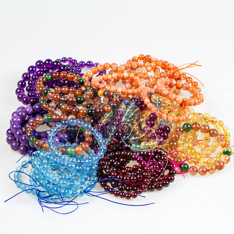 Wangyi Live Broadcast Special Natural Strawberry Crystal Garnet Amethyst Hair Crystal Tourmaline Bracelet Pendant Wholesale