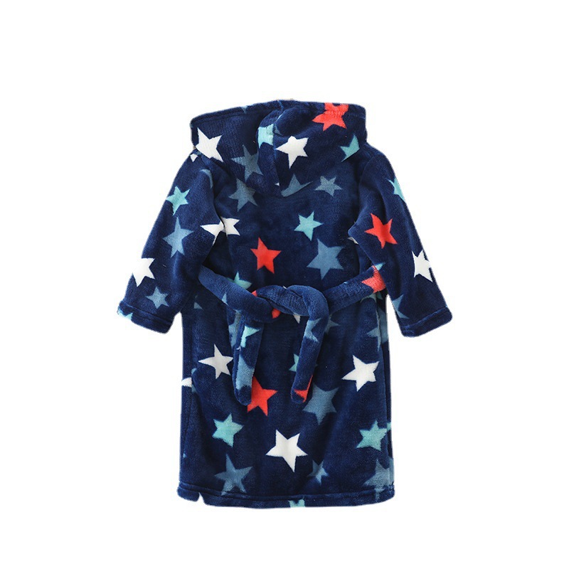 Children's Clothing 2026 Autumn and Winter Children's Full-Print Flannel Bathrobe Thickened for Small and Medium-Sized Children Boys and Girls Trendy Sleepwear