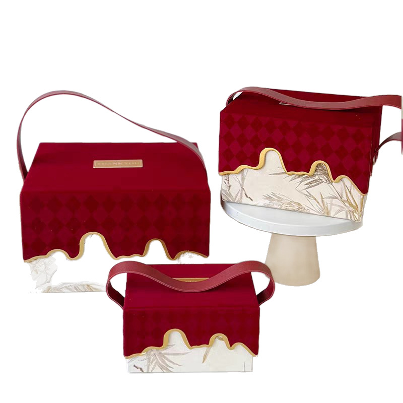 Red Diamond-Patterned Wedding Gift Box from Shanhe Zhuyun, Popular on Xiaohongshu and Douyin, Empty Wedding Candy Box