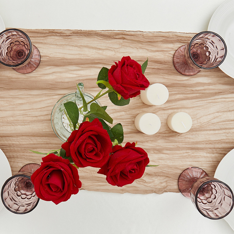 Cross-Border Voile Wrinkled Cloth Table Flag Twist High-End Nordic Style Translucent Holiday Party Restaurant Decoration Tablecloth