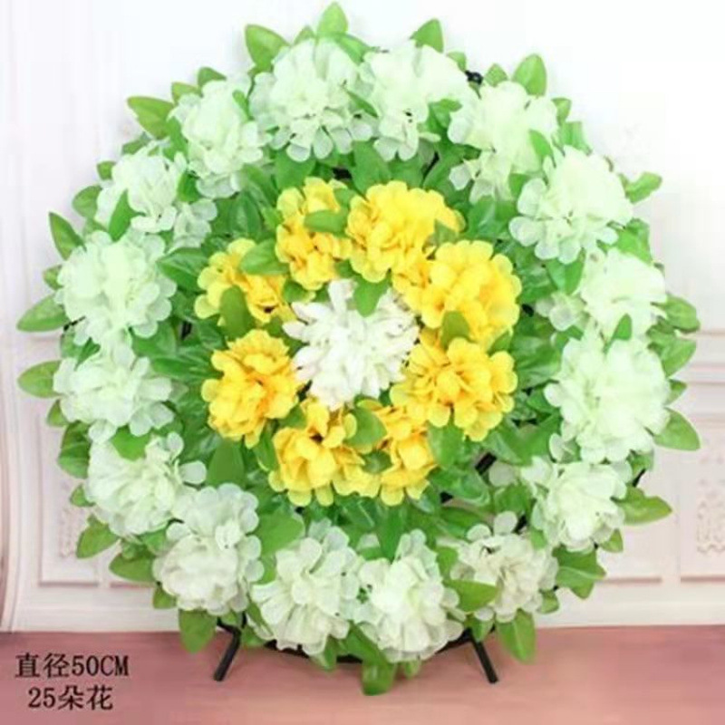 Qingming Festival Tomb-Sweeping Sacrificial Complete Set of New Wholesale Simulated White Wreaths Simulated Small Wreaths Flower Vine Ornaments