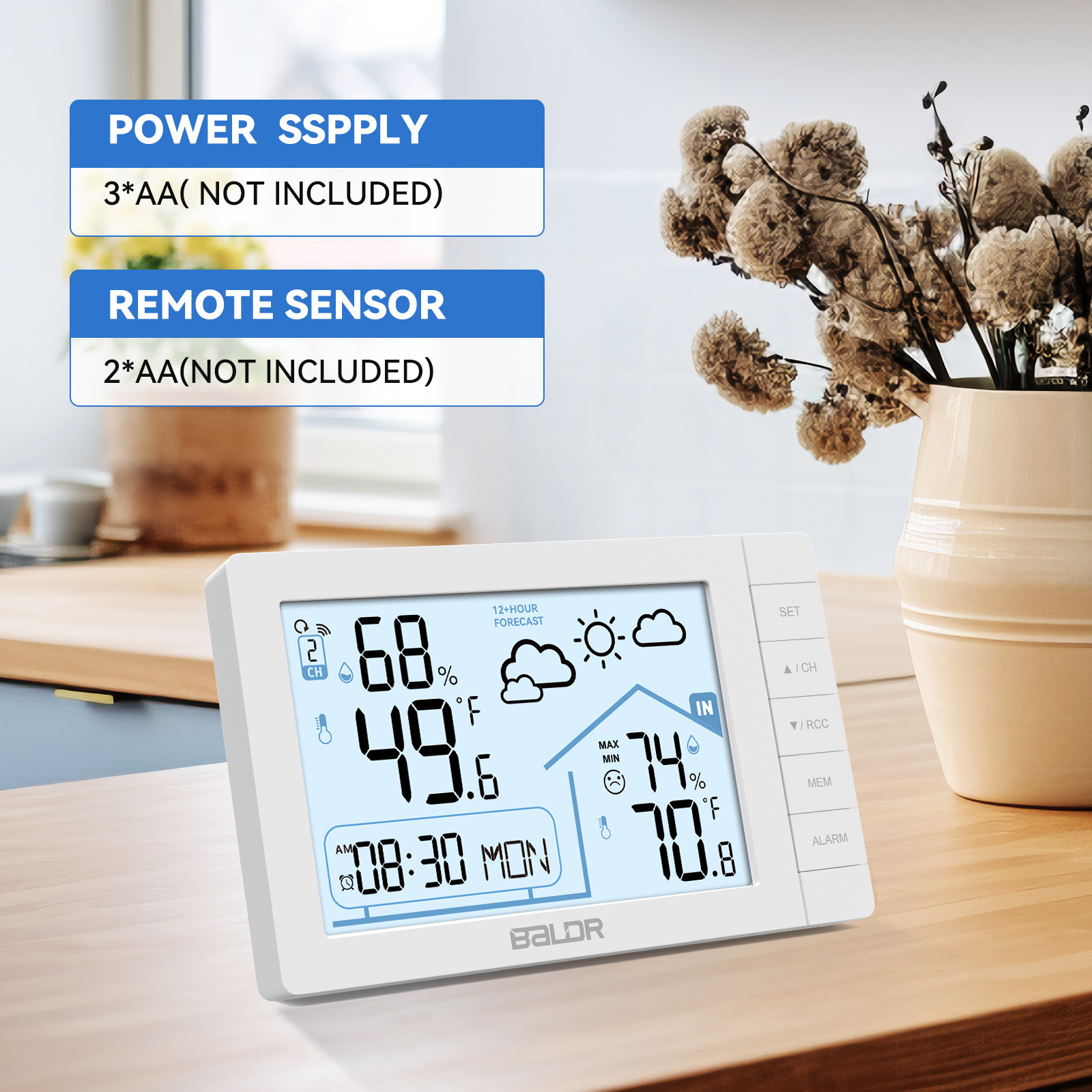 2024 new weather station with temperature and humidity time week function