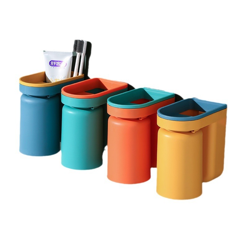 Toothbrush Rack Storage Rack Wall Hanging 2024 New Mouthwash Cup Wash Cup Tooth Cup Family of Four Set Toothbrush Rack