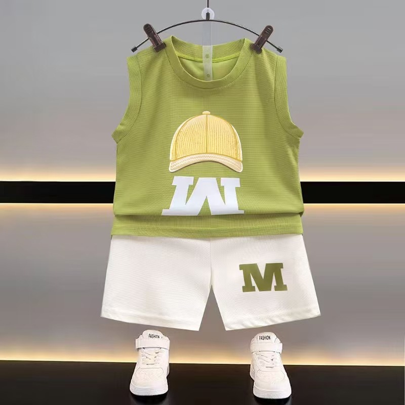 Summer new children's vest set boys sleeveless top shorts Korean summer two-piece children's clothing thin wholesale