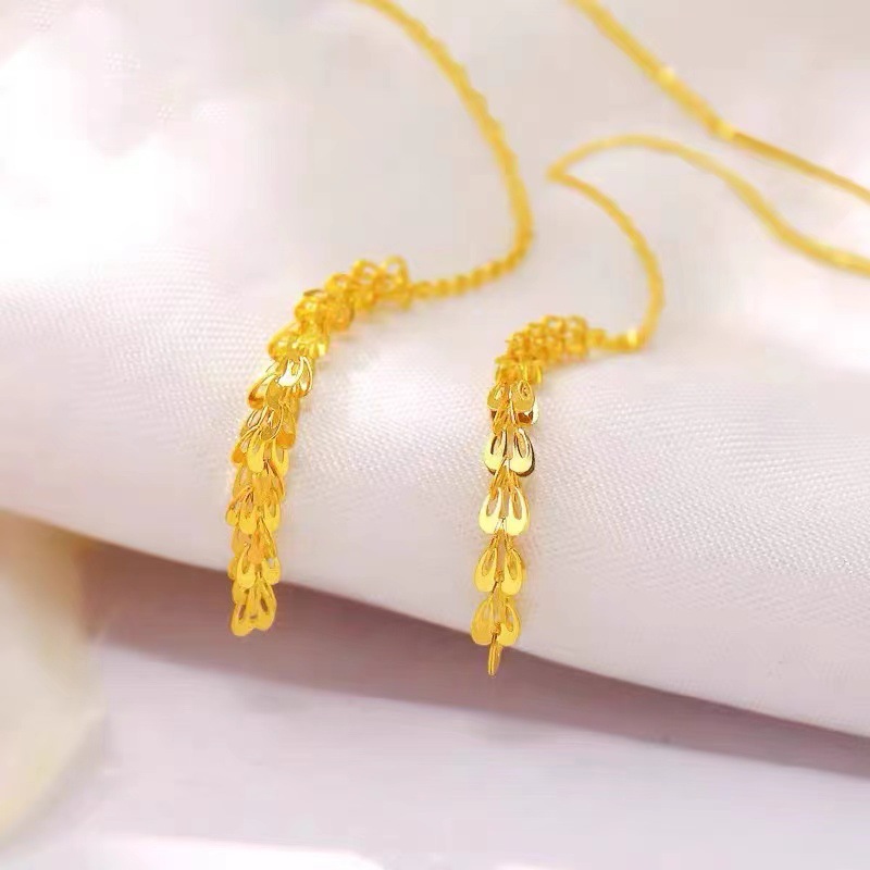 Серьги из 18K золота, длинные кисти, модные женские серьги