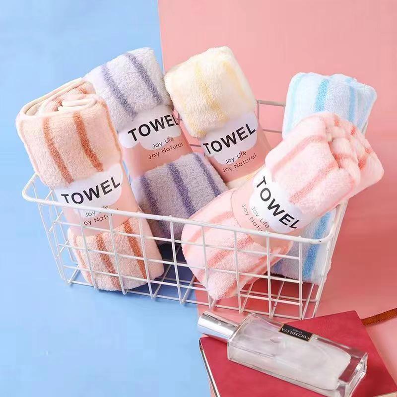 Manufacturer Wholesale Coral Velvet Towels Thickened Water-Absorbent Lint-Free Striped Towels Five-Pack Gift High-End Towels