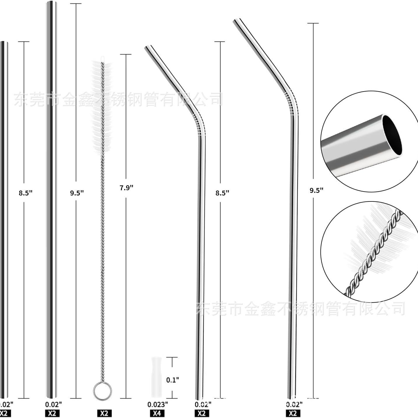 Wholesale 304 stainless steel straw car cup ice bully cup straw 316 food grade titanium plated color metal straw