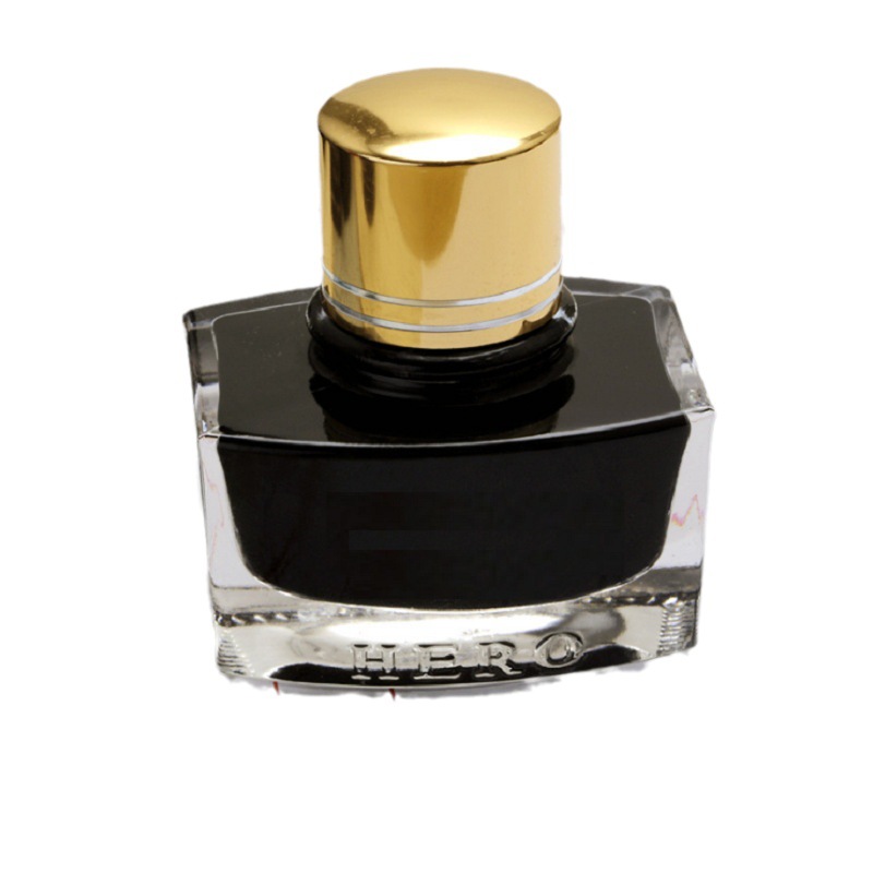 Hero ink non-carbon pen ink 204 non-blocking pen black ink waterproof quick-drying ink bottled wholesale
