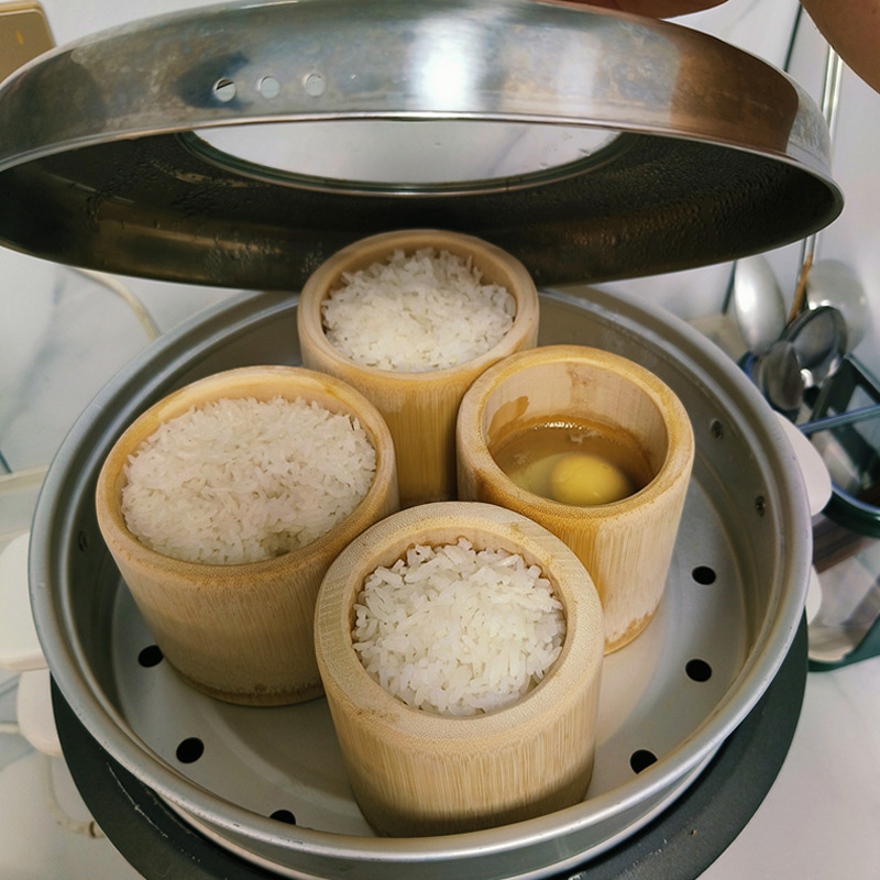 Бамбуковая трубка для приготовления риса, домашняя бамбуковая ведерко для приготовления риса, натуральное ручной работы, ведро для риса на пару
