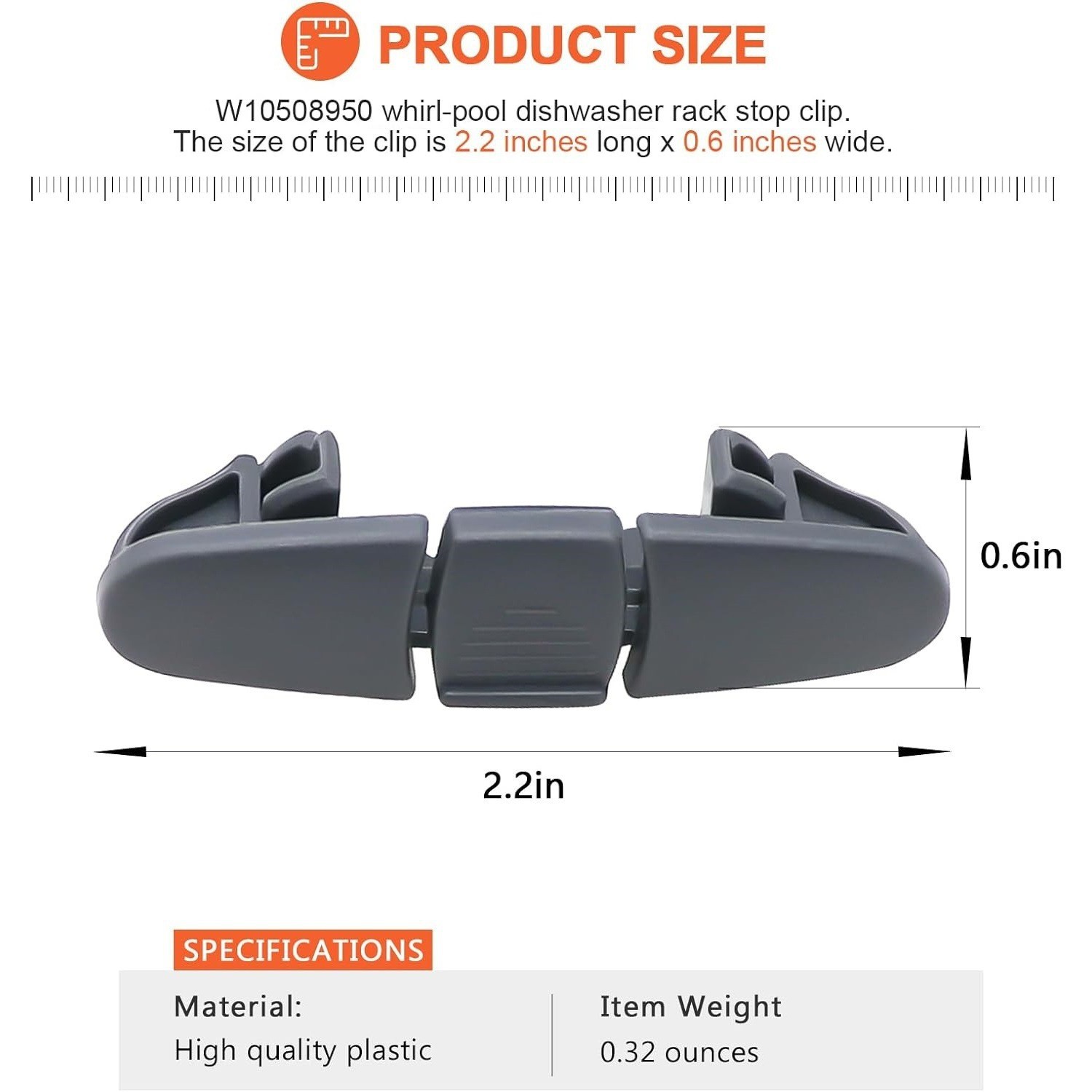 Spot W10508950 Dishwasher Upper Dishrack Slide Rail Stop Clip