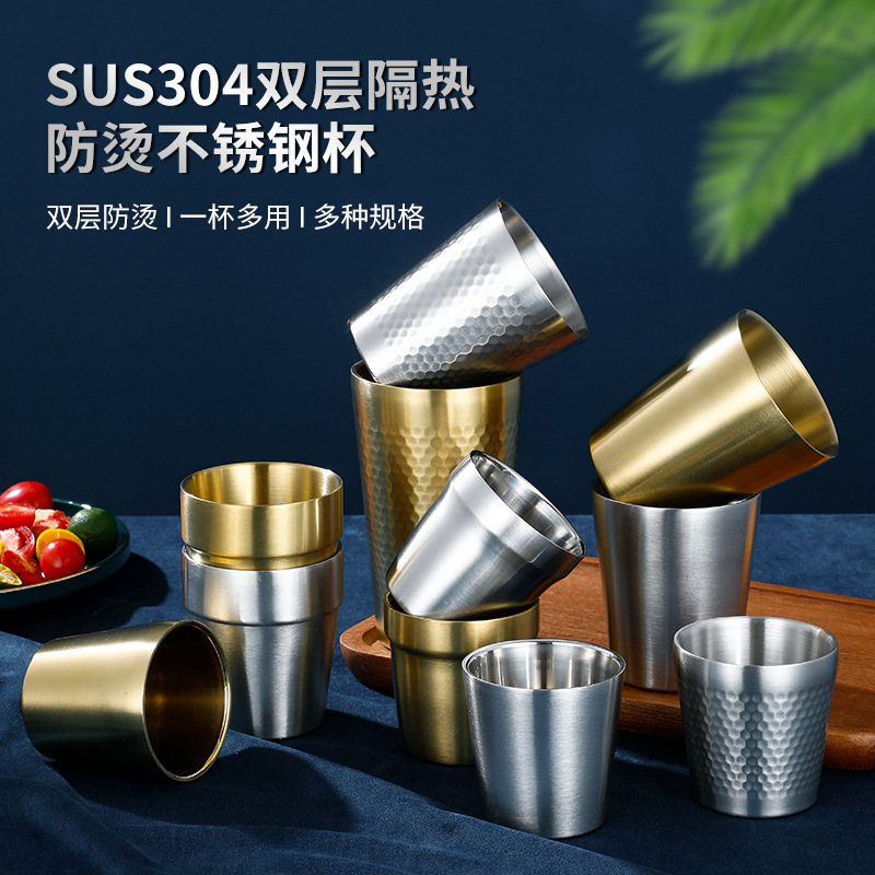 Детская кружка из нержавеющей стали 304 в корейском стиле, двойная, для воды, пива, чая и кофе