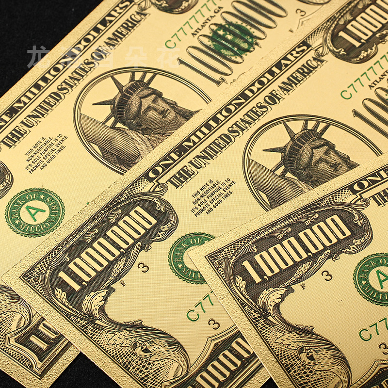 Statue of Liberty Gold Foil Pet Pvc Plastic 24K Commemorative Collection Coin Gold Banknote Card Factory Direct Sales Can Be Customized and Printed