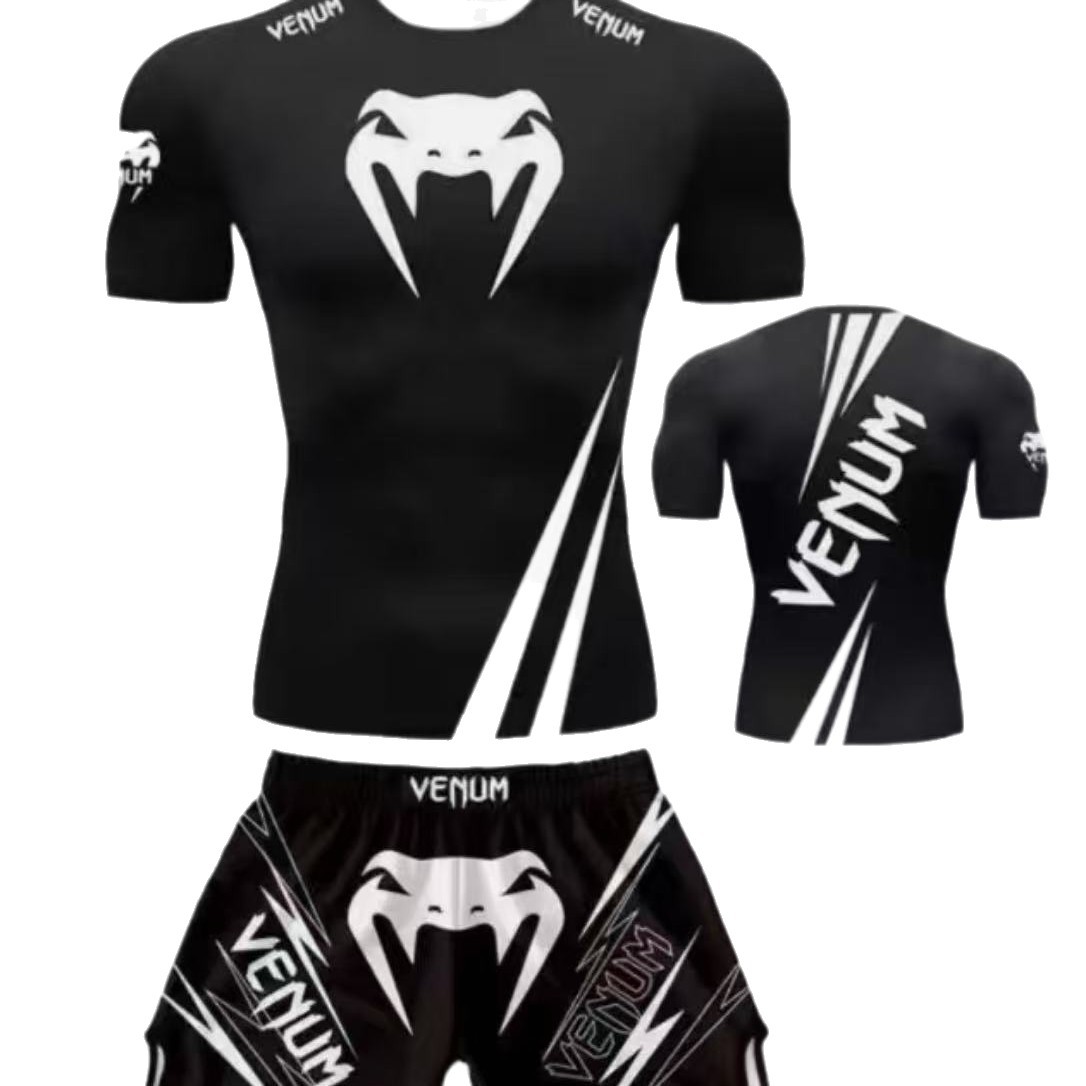 Sparring Training Suit Ufc Suit Men's Boxing Tight-Fitting Quick-Drying Clothing Muay Thai Fighting Short-Sleeved Shorts Gym Fighting