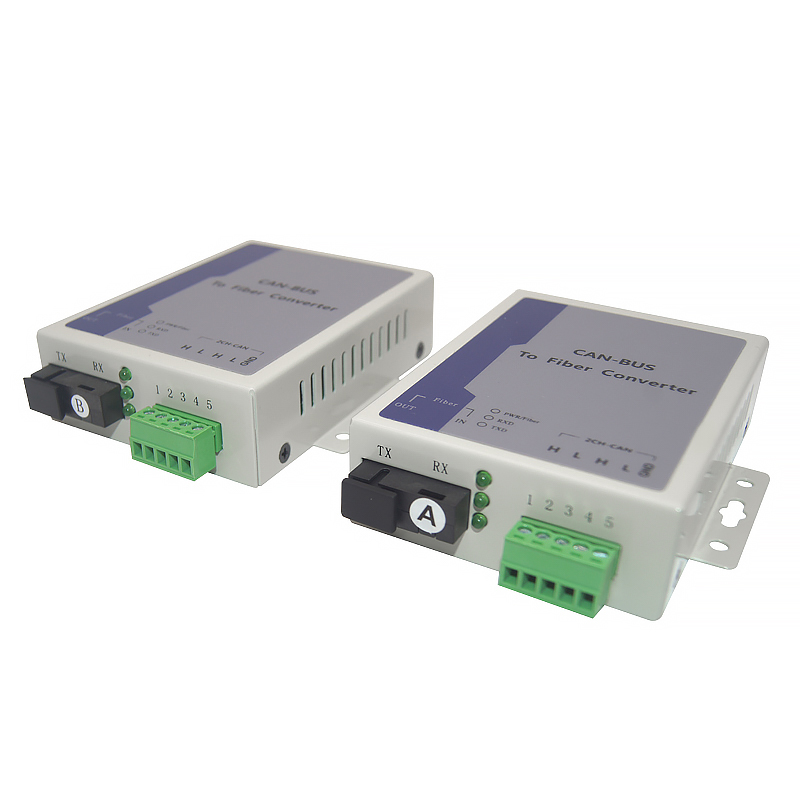 Can Fiber Converter Bus to 1-Way 2-Way Rs485 Data Optical Transceiver 1 Pair 20 Km Plug and Play