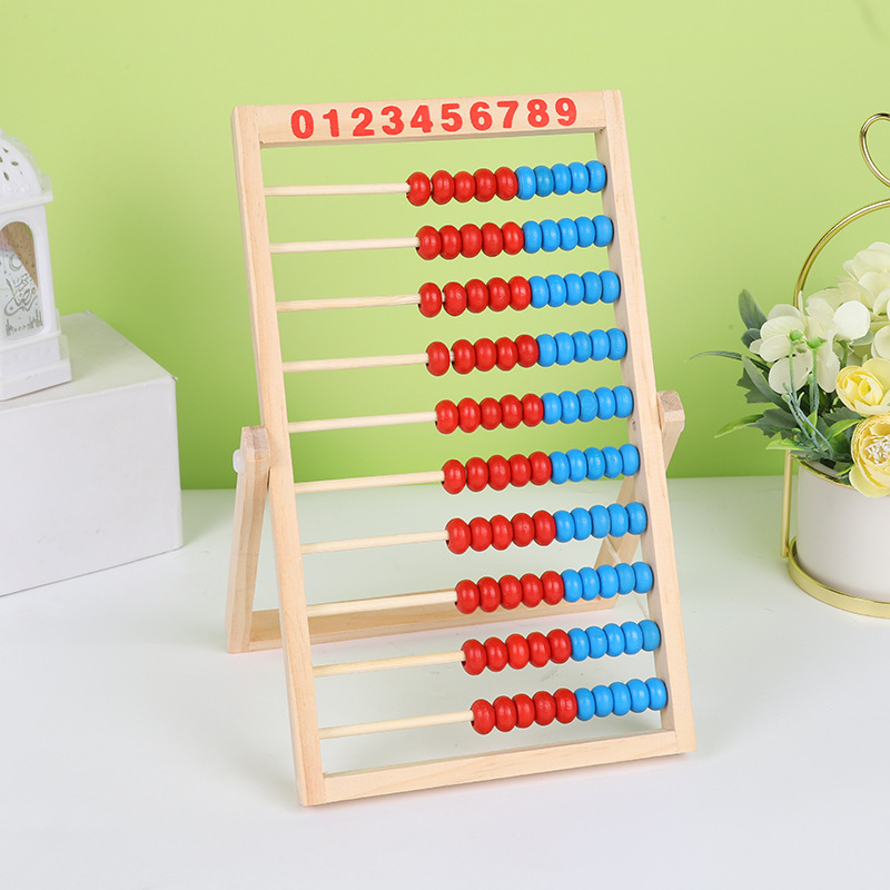 Wooden Calculation Rack for Primary School Students Mathematics 10-Speed Abacus Rack for Young Kidsren Abacus Addition and Subtraction Arithmetic Counting Stick Teaching Aids