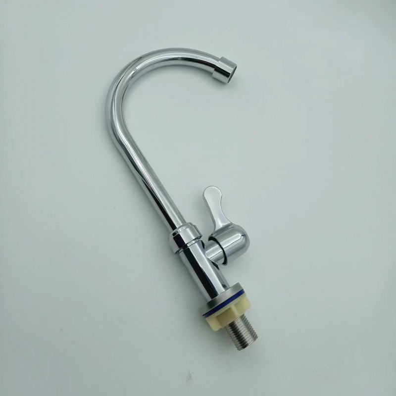 Round Vertical Plastic Faucet Sink Faucet Single Cold Water 4-Point Dish Basin Faucet Plastic Steel Large Curved Single Hole Faucet