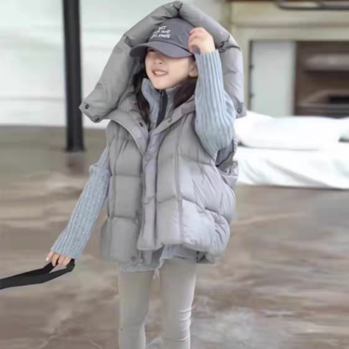 Детский пуховик-жилет для девочек осень-зима 2024 новый модный детский жилет из белого утиного пуха корейский стиль