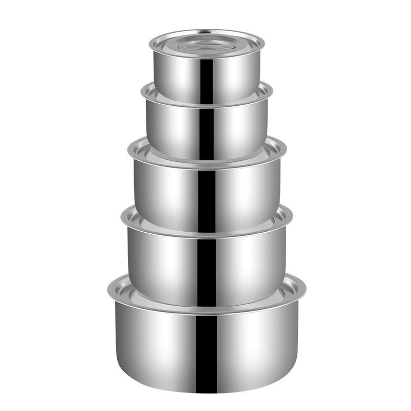 Stainless Steel Pot Five-Piece Pot Set Three-Piece Pot Indian Pot Thai Pot Deep Cooking Pot with Lid