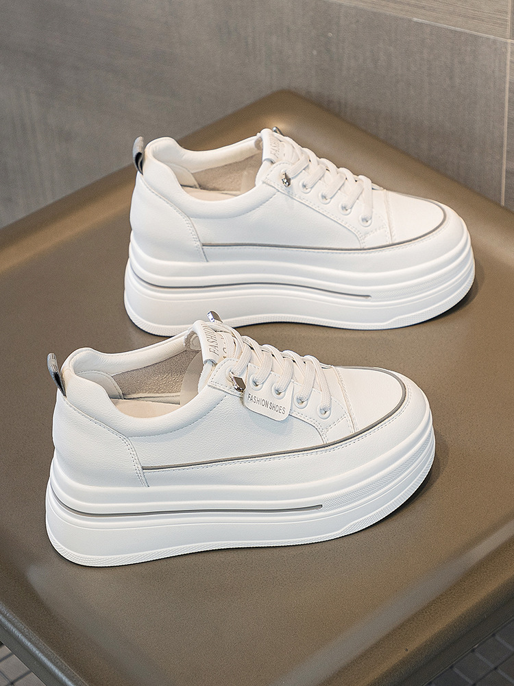 Новые белые туфли из натуральной кожи для женщин, с юбкой, 8 см толщина подошвы, элегантные, оптовая продажа