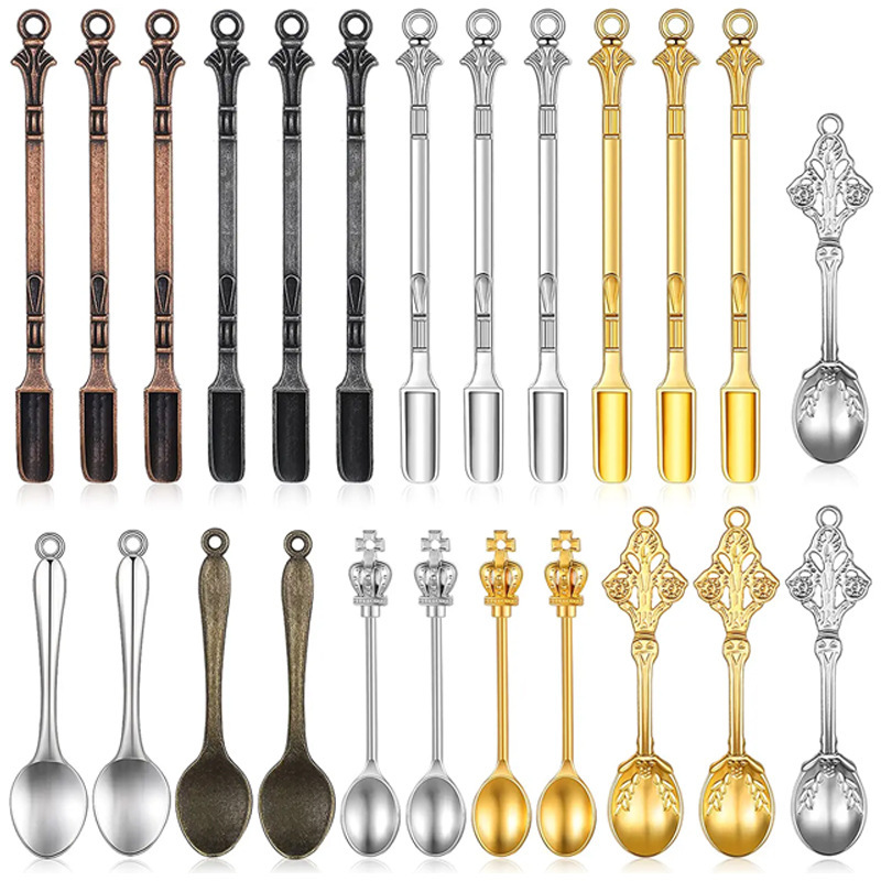 Gold, Silver, Copper, Iron, Multicolor with Ring Metal Small Smoke Shovel Earth Haojin Snuff Pot Smoke Spoon Medicine Spoon Smoke Cream Spoon
